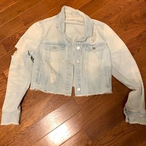 Ripped cropped denim jacket